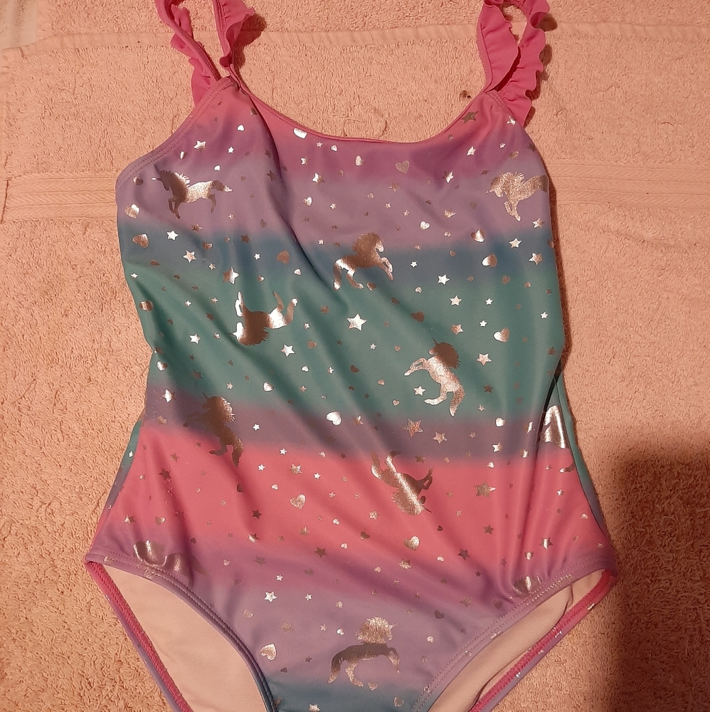 Girls Size 10-12 Unicorn One-Piece Swimsuit